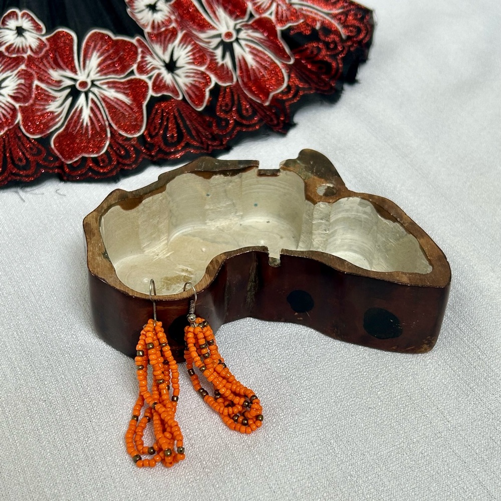 Orange handmade African beaded earrings